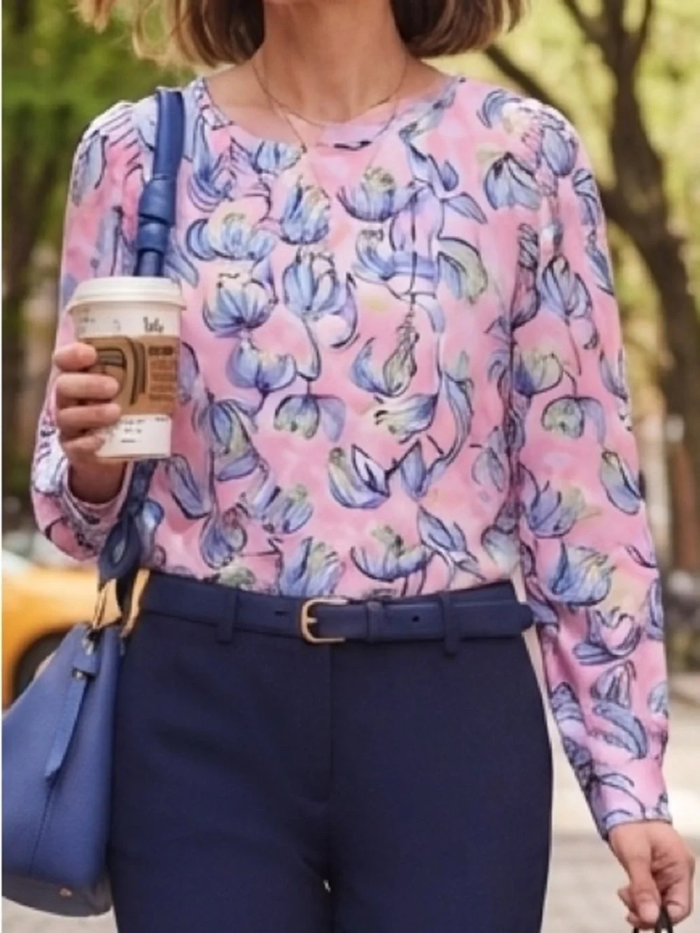 Lilly Pulitzer Pink, Blue & Yellow Abstract Floral Top Vacation Resort Coastal